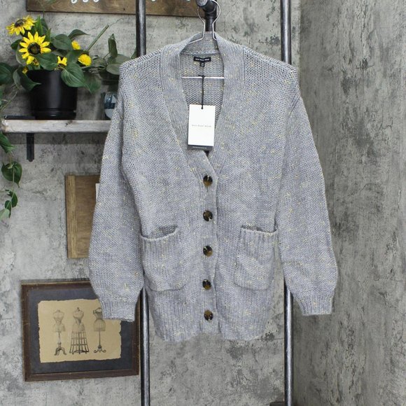 Who What Wear Sweaters - NWT Who What Wear Women's Tinsel Puff Long Sleeve Cardigan WS-271 XS Gray